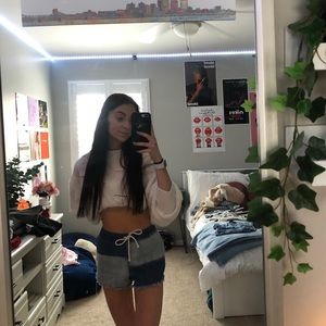 aerie high waisted jean shorts